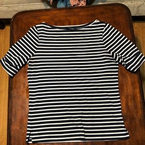 Ralph Lauren Navy/White striped 3/4 Top